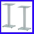 1 Paar Boxenst�nder ALU-Silber aus Glas / Alu mit Spikes, 1 S�ule, Kabelkanal