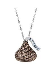 Sterling Silver Hershey Kisses Chocolate Brown CZ Pendant Necklace