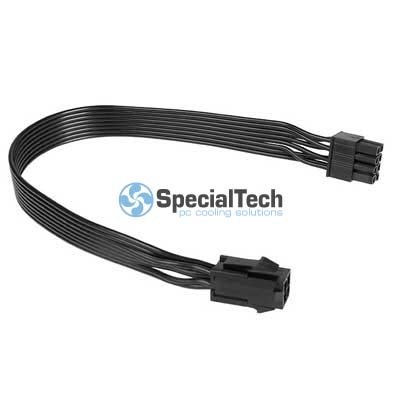 Cubitek Black Cobra Series Adapter (6-Polig PCIe zu 8-Polig PCIe), 20 cm