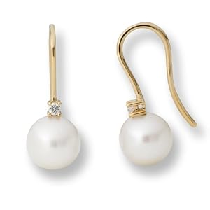 Miore - M0470Y - Boucles d'Oreilles Pendantes Femme - Or Jaune 750/1000 (18 carats) 1 gr - Perle et Diamant