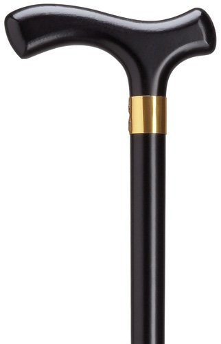 Wood Cane - Black Stain. This Fritz handle cane was designed by a German count to make cane use by the arthritic sufferer more comfortable. This wooden cane has a weight capacity of 250 pounds, height 36-37 inches, and a solid wood handle and shaft.
