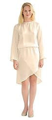 Wrap Asymmetric Long Sleeves Bateau Neck Crepe/Polyester Midi Dress 