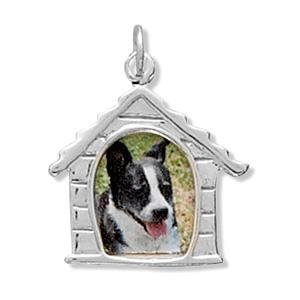 Dog House Picture Frame Charm Sterling Silver