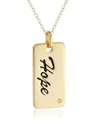 Sterling Silver and Cubic Zirconia "Hope" Dog Tag Pendant Necklace, 18"