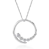 10K White Gold Diamond Circle Pendant with 18 Chain