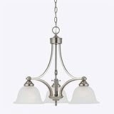 Quoizel DY5103ES Delray 3-Light Chandelier with Faux Etched Alabaster Glass, Empire Silver