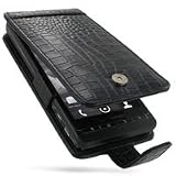 PDair Leather case for Motorola DROID X MB810 - Flip Type (Black/Crocodile Pattern)