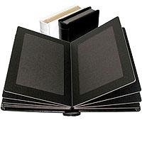 Adorama Pro Photo Album, White Leatherette Cover with 18 Library Bound Black Pages, Holds 36 4