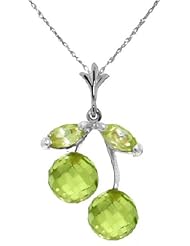 14K Gold Natural Peridot Pendant Necklace