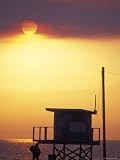 Sunset During the Malibu Fires; Silhouette of Lifeguard Stand, California Photographic Poster Print by Rich Reid, 30x40
