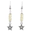 Three Dimensional Star Dangle Earrings in Sterling Silver with Beads of Yellow Crystal, #8027