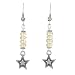 Three Dimensional Star Dangle Earrings in Sterling Silver with Beads of Yellow Crystal, #8027