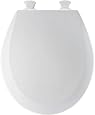 Bemis 500EC000 Molded Wood Round Toilet Seat With Easy Clean and Change Hinge, White