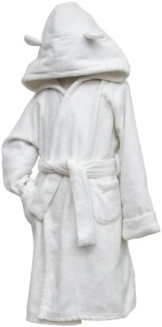 White Velour Robe with hood, Frenchie Mini Couture (5T)