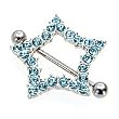 Stainless Steel Shields Nipple Ring with Light Blue CZ - Sold Individually