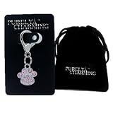 PURELY CHARMING Pet Charm / Pendant with Handset Swarovski Crystals - Pawprint, Light Rose Pink