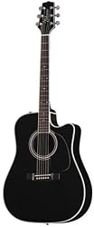 Takamine Pro Series EF341SC Dreadnought Acoustic Electric Guitar, Black with Case