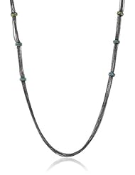 ABS By Allen Schwartz "True Color" Hematite Tone Chain Blue and Green Color Pave Rondelle Necklace, 36"