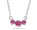 1.00 CTW Pink Topaz Three Stone Pendant Necklace 14K White Gold