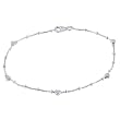 Sterling Silver Beads and Hearts 1mm Box Chain Anklet - 10 Inches