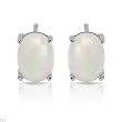 Stud Earrings With Created Opals Made in 925 Sterling silver Length 8mm