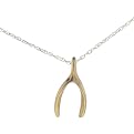 Gold Over Sterling Silver Wishbone Pendant On 18" Chain