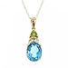 Yellow Gold Stud Earrings Blue Topaz Diamond Peridot