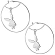 Officially Licensed PLAYBOY Silver Plated RABBIT HEAD Hoop Earrings