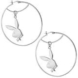Officially Licensed PLAYBOY Silver Plated RABBIT HEAD Hoop Earrings
