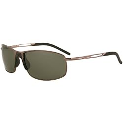 Carrera Huron/S Men's Rectangular Metal Polarized Lifestyle Sunglasses - Shiny Gunmetal/Green