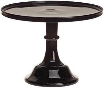 12" Solid Black Glass Bakers Cake Stand Plate