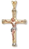 14K Gold Tri-Color Crucifix Pendant