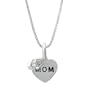Sterling Silver "Mom" Heart with Clear Crystal Bootie Pendant, 18"