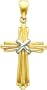 14K Two Tone Gold Cross Pendant