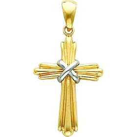 14K Two Tone Gold Cross Pendant