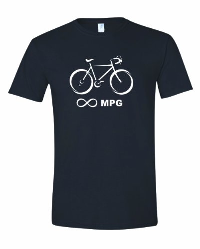 Men's Bicycle Infinity Miles Per Gallon MPG Unlimited Bike Cyclist T-Shirt-Navy-Large
