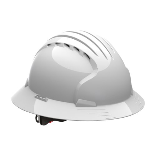 Evolution Deluxe 6161 280-EV6161V-10 Vented, Full Brim Hard Hat with HDPE Shell, 6-Point Polyester Suspension and Wheel Ratchet Adjustment