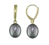14K Dyed Black Fresh Water Cultured Pearl Earrings