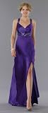 Purple Charmuese Gown with Beaded Racer-back