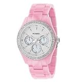 Fossil Women's Pink Plastic & Stainless Steel Bracelet Watch