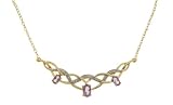 Image of 9ct Yellow Gold PNE1691 Ladies Diamond and Amethyst Necklace