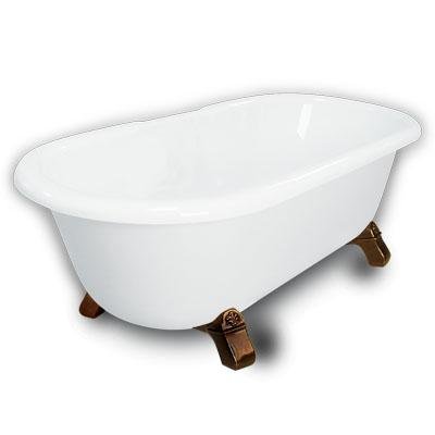 American Bath Factory B1-3700-WW-DM3-M2-45-OB Madeline Double Ended Clawfoot Bathtub in White, Armad