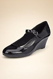 Footglove Fashion Freshfeet Leather Wide Fit Wedge Dolly Shoes Insolia® Silver Technology