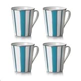 Color Studio Turquoise/Platinum Stripe Mug, Set of 4
