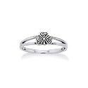 Irish Shamrock Celtic Knot 3-Leaf Clover Sterling Silver Narrow 5mm Pinky Ring (Size 4,5,6,7,8,9,10)