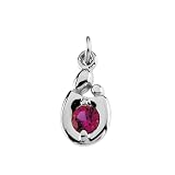 14K White Gold 3.5 MM Imitation Ruby ''Mom and Child'' Charm