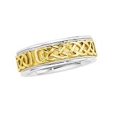 14K Two-Tone Gold Celtic Inspired Wedding Band For Men and Women - Sizes 5 - 12.5
