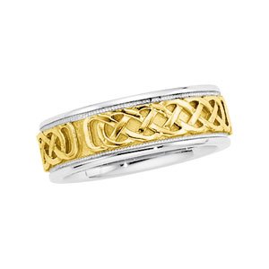 14K Two-Tone Gold Celtic Inspired Wedding Band For Men and Women - Sizes 5 - 12.5