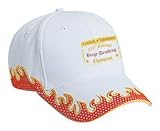 National Binge Drinking Champion Adult White Hat with Red Flames FIRE