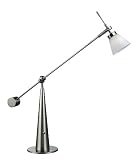 Lite Source LS-2633PS/FRO Admiral Halogen Desk/Table Lamp, Polished Steel with Frost Glass Shade